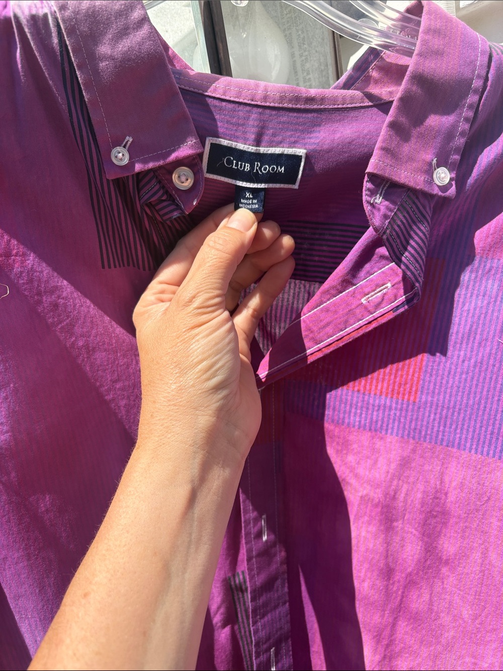 Club Room Magenta-Purple Patterned Button-Up Shirt